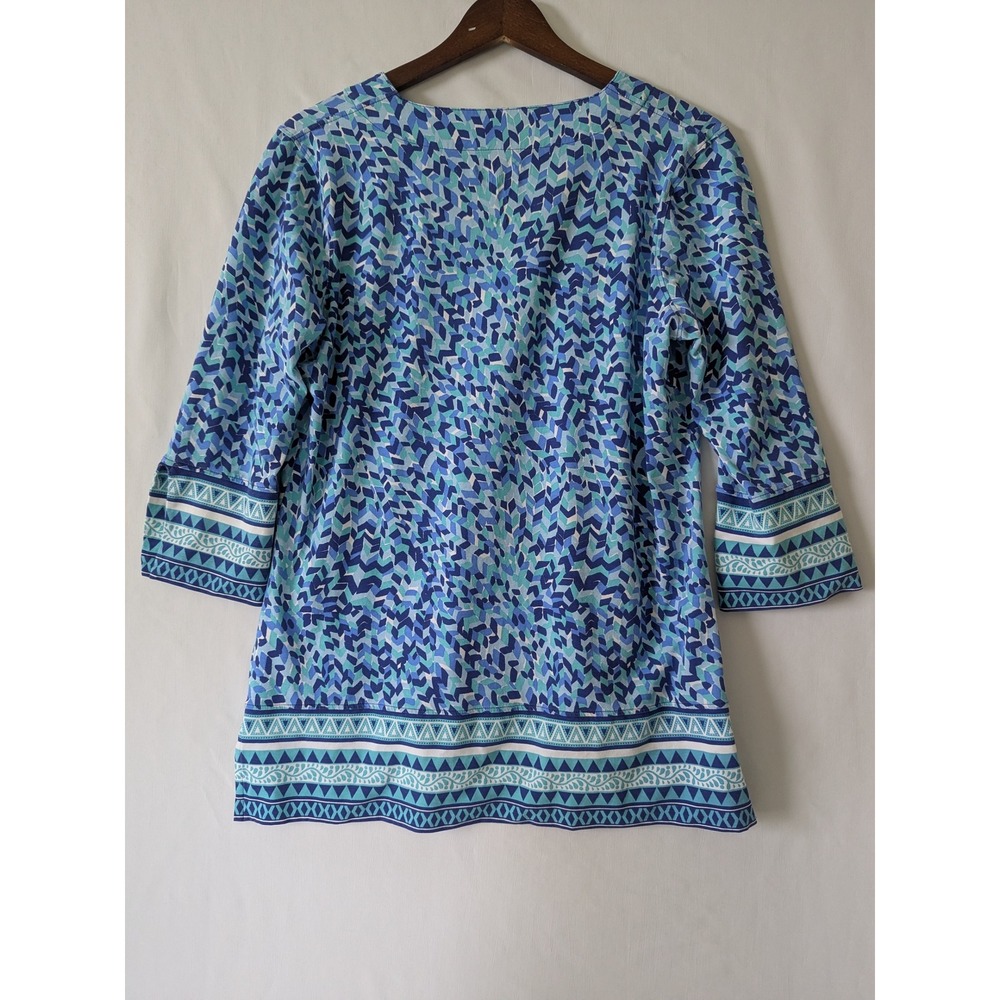 Coolibar St Lucia Tunic Top Blue Geometric UPF 50+ Bamboo Blend Size Medium - Picture 3 of 9